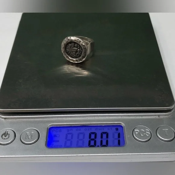 Vintage Silpada Hammered Sterling Silver Coin Leaf Ring - Picture 6 of 10